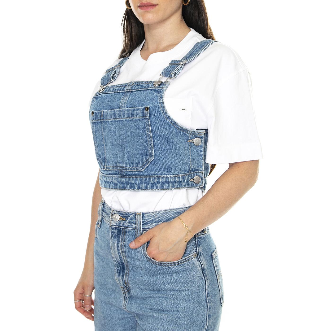 Obey Cropper Overall Denim Top Light Indigo - Top Denim Jeans Donna Blu 284050026-LIN  OBEY 