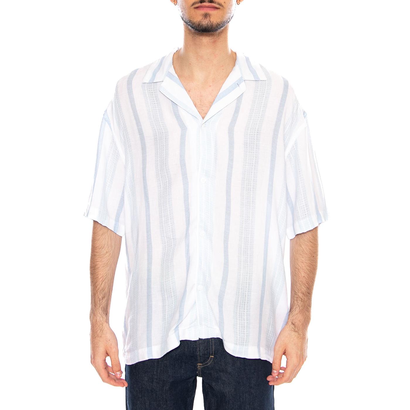 RLX Resort Shirt Beau Blue Stripe White - Camicia Maniche Corte Uomo Bianca / Blu 112378527 BL LEE 