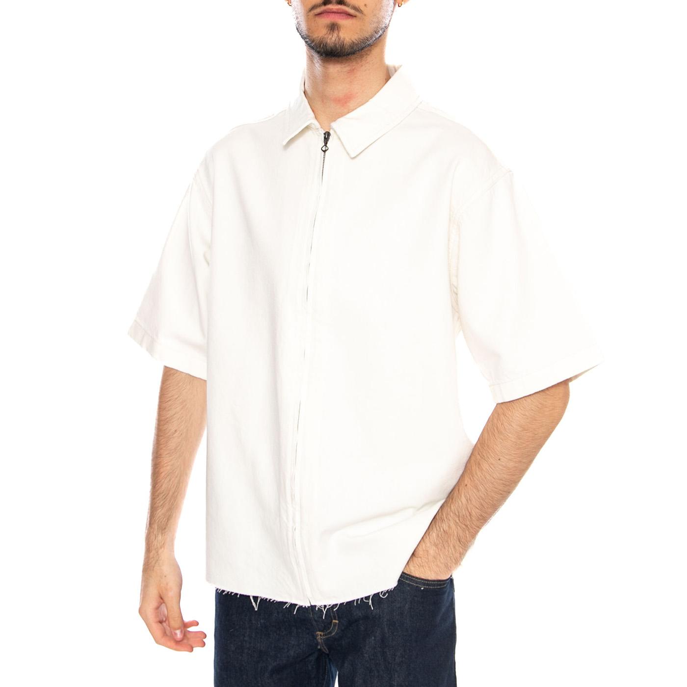 Denim Shirt with Zipper White - Camicia Maniche Corte con Zip Uomo Bianca 112376578 WHT LEE 