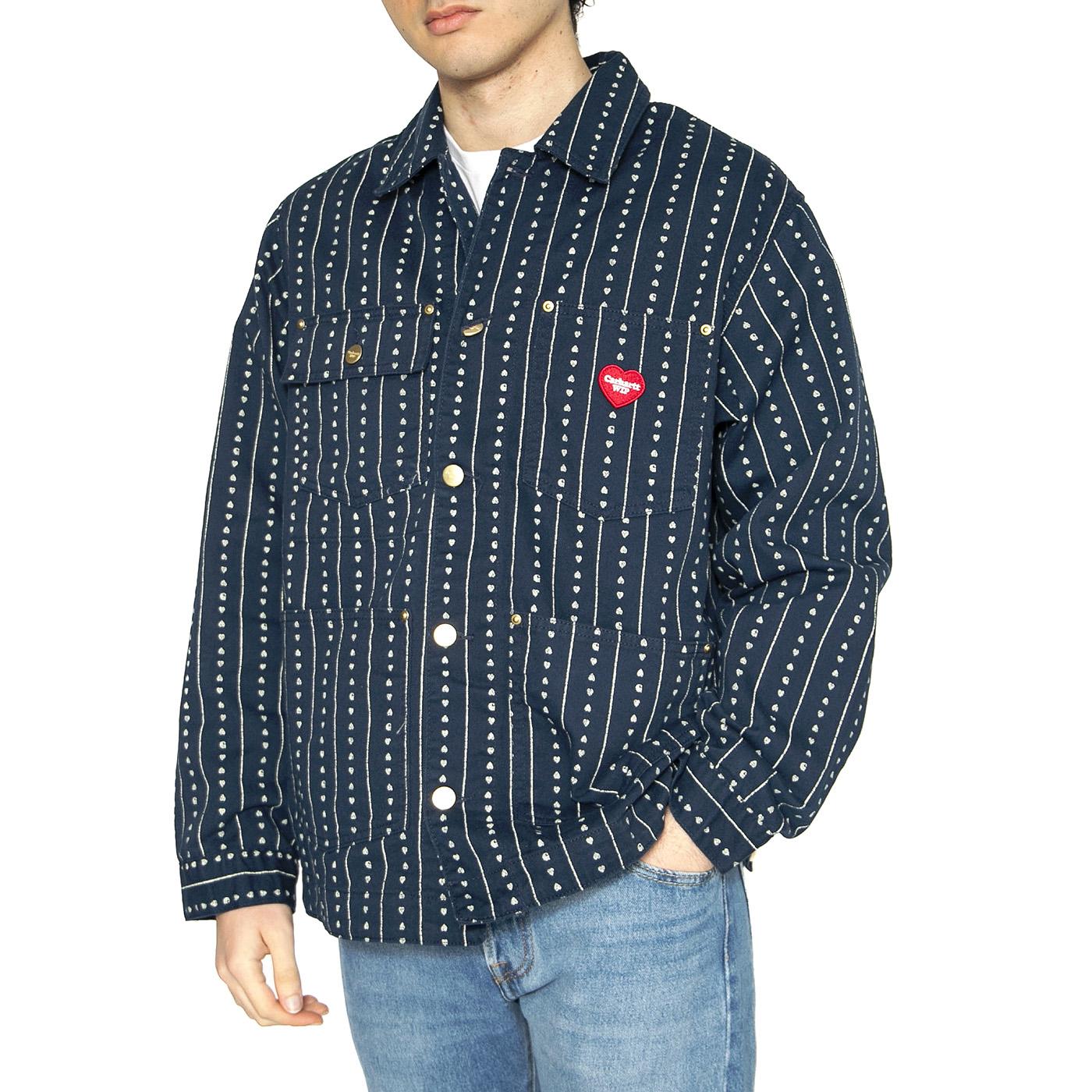 Drewe Chore Coat Heart C Pinstripe, Ink / Natural - Giacca Uomo Blu I034823.2RU02  CARHARTT WIP 