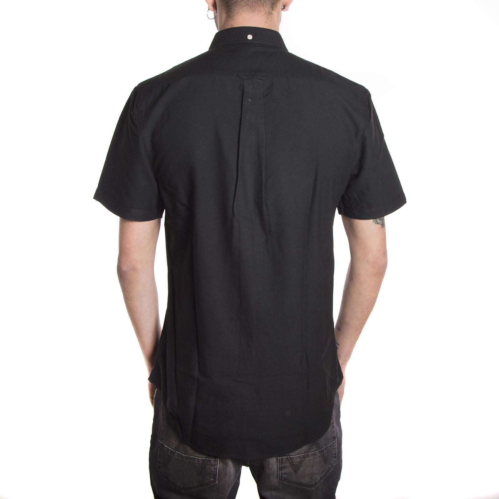 Brewer Short Sleeve Oxford Shirt - Black - Camicia Maniche Corte Uomo Nera F4WS5074-4  FARAH 