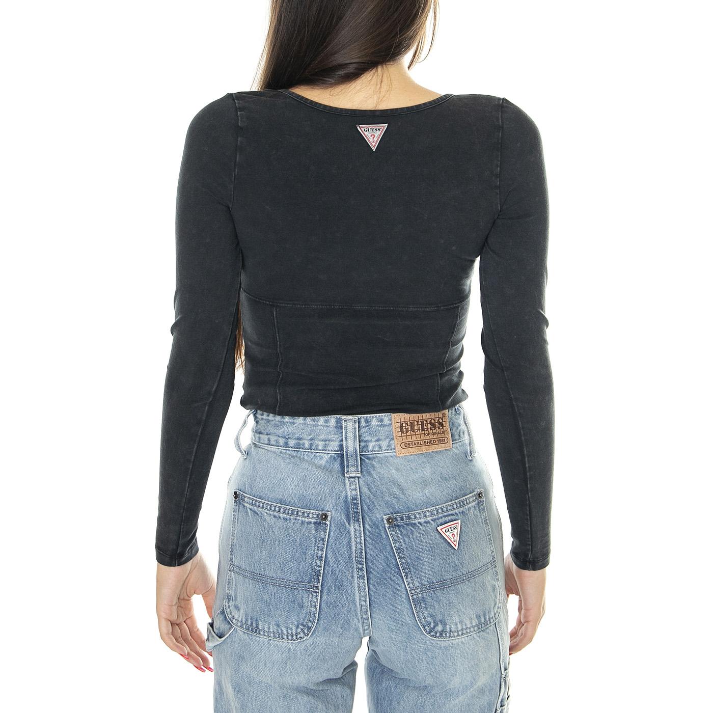 Go Harper Washed Ls Bodysuit Jet Black Multi - Body Donna Nero W3BP09K1D80-JTMU  GUESS ORIGINALS 