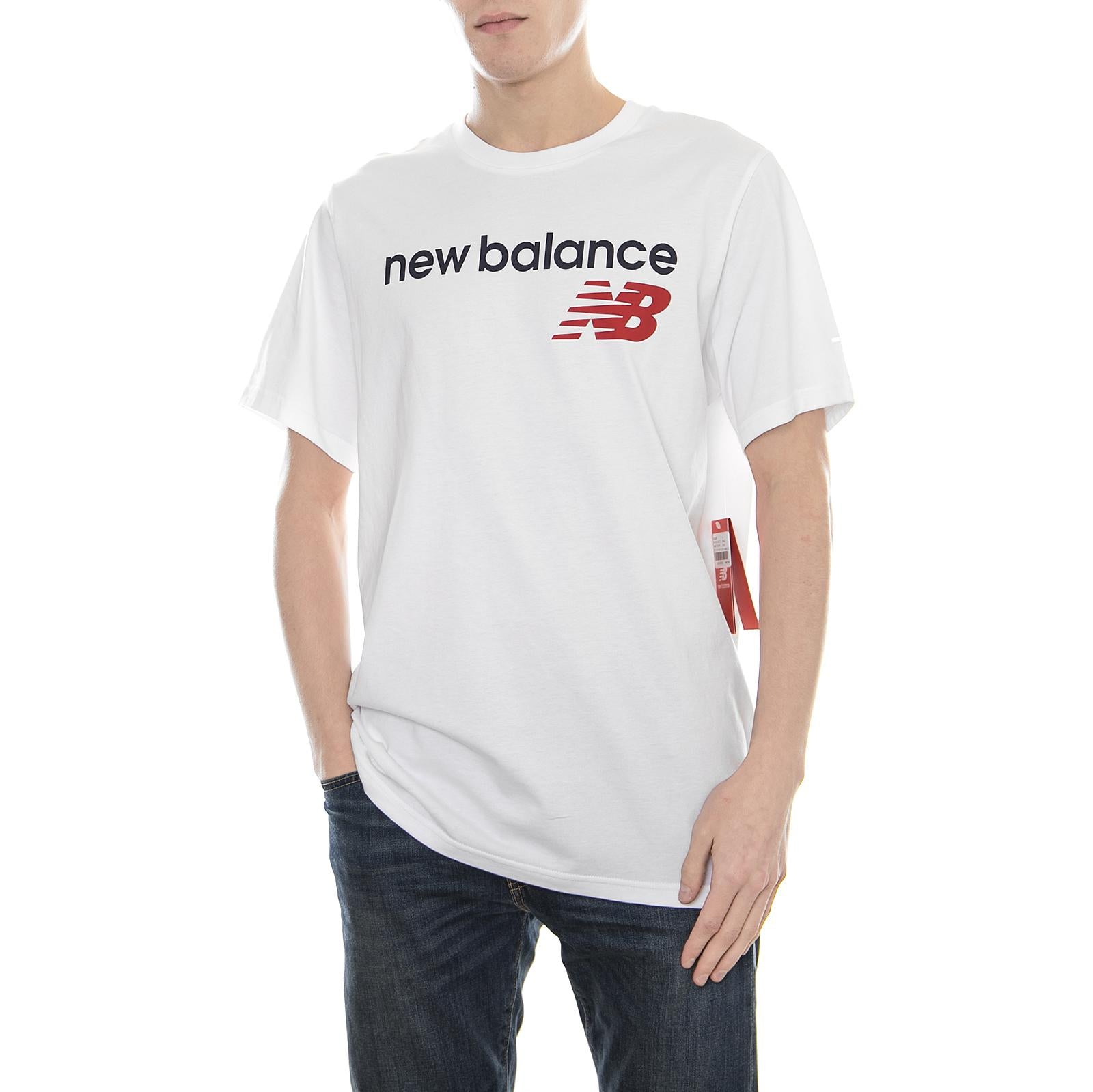 MT73581 NB ATHLETICS MAIN LOGO TEE White - T-Shirt MC NBMT73581WT  NEW BALANCE 
