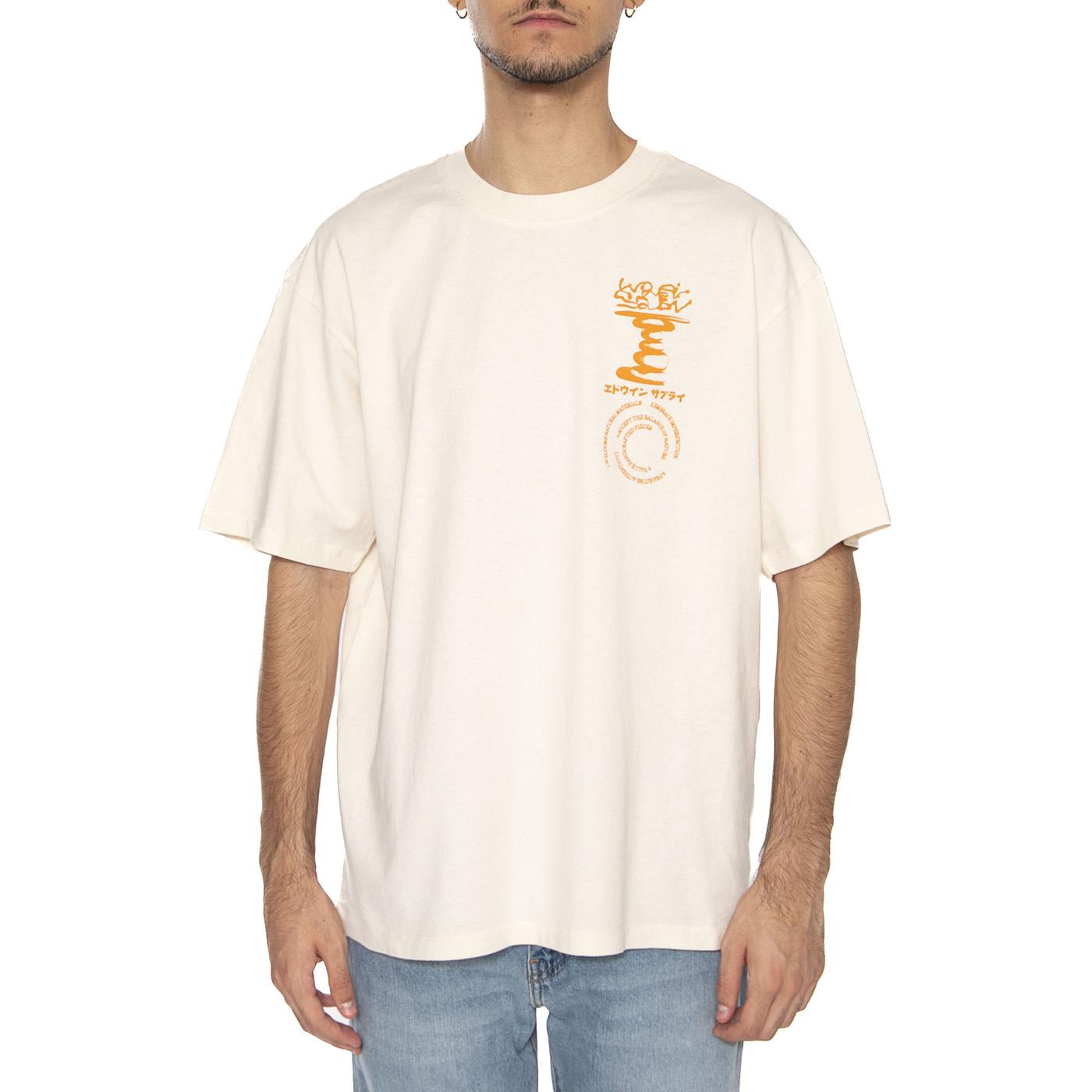 Prioritise Authenticity T-Shirt Whisper White - Maglietta Girocollo Uomo Beige I036077-WHW  EDWIN 