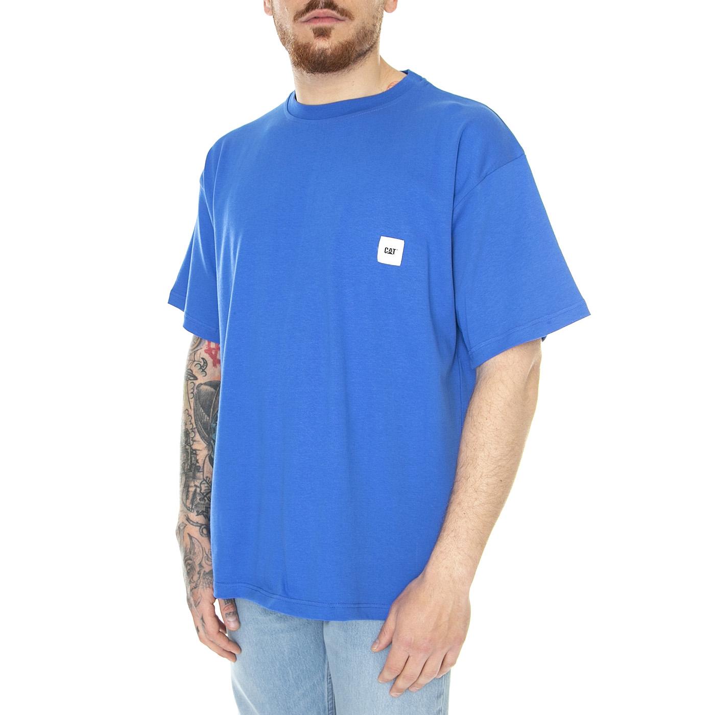 Oversized Cat Label T-Shirt Strong Blue - Maglietta Girocollo Uomo Blu 6010078-18-4051  CAT 