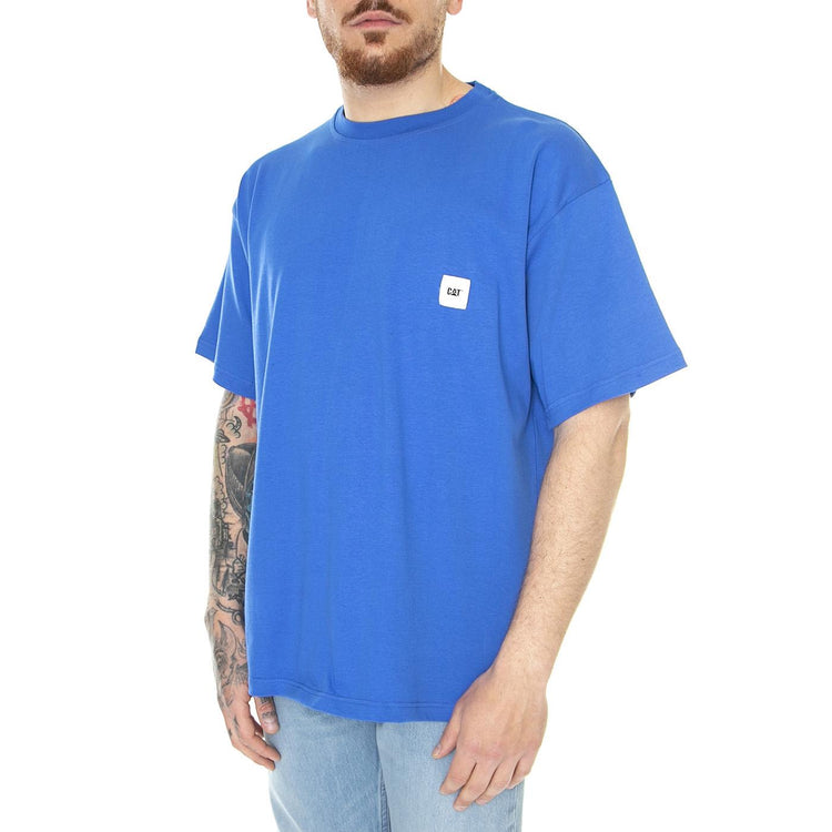 Oversized Cat Label T-Shirt Strong Blue - Maglietta Girocollo Uomo Blu 6010078-18-4051  CAT 
