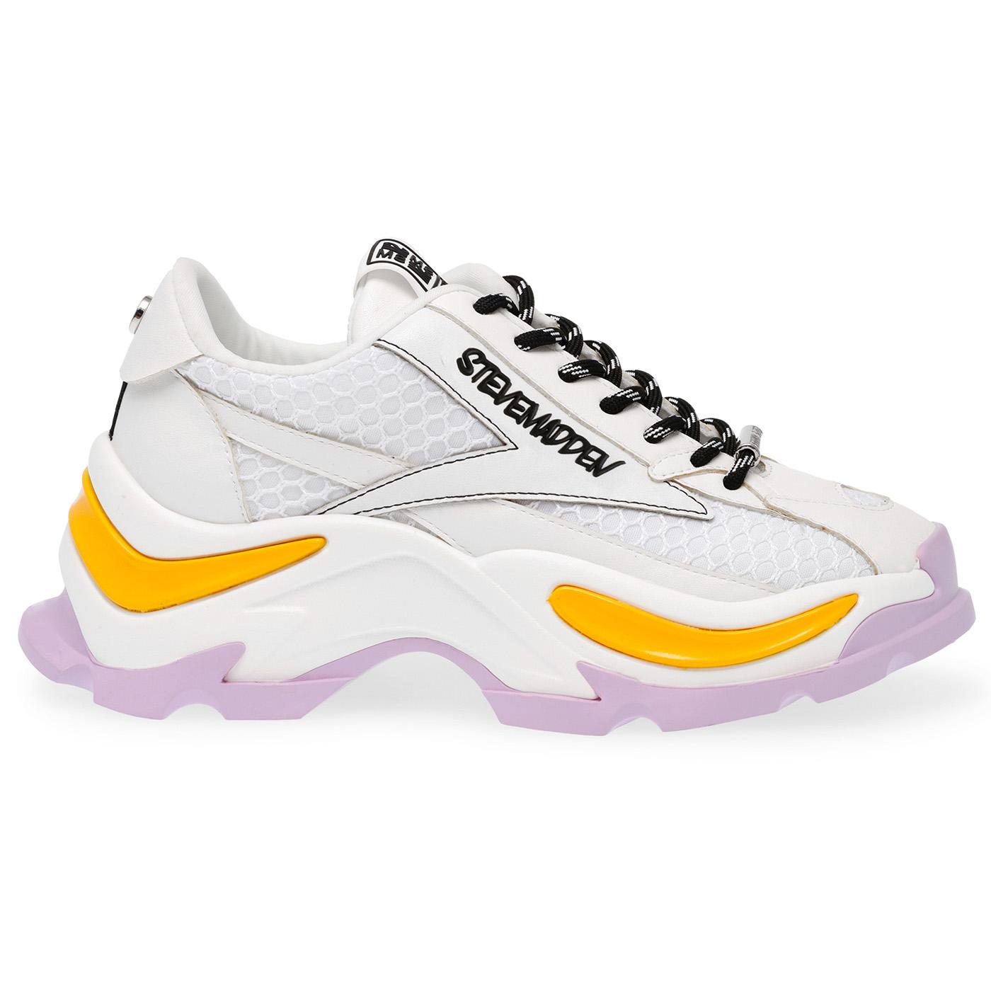 Zoomz White / Lavend - Scarpe Stringate Profilo Basso Donna Bianche / Multi SMPZOOMZ-WHT  STEVE MADDEN 