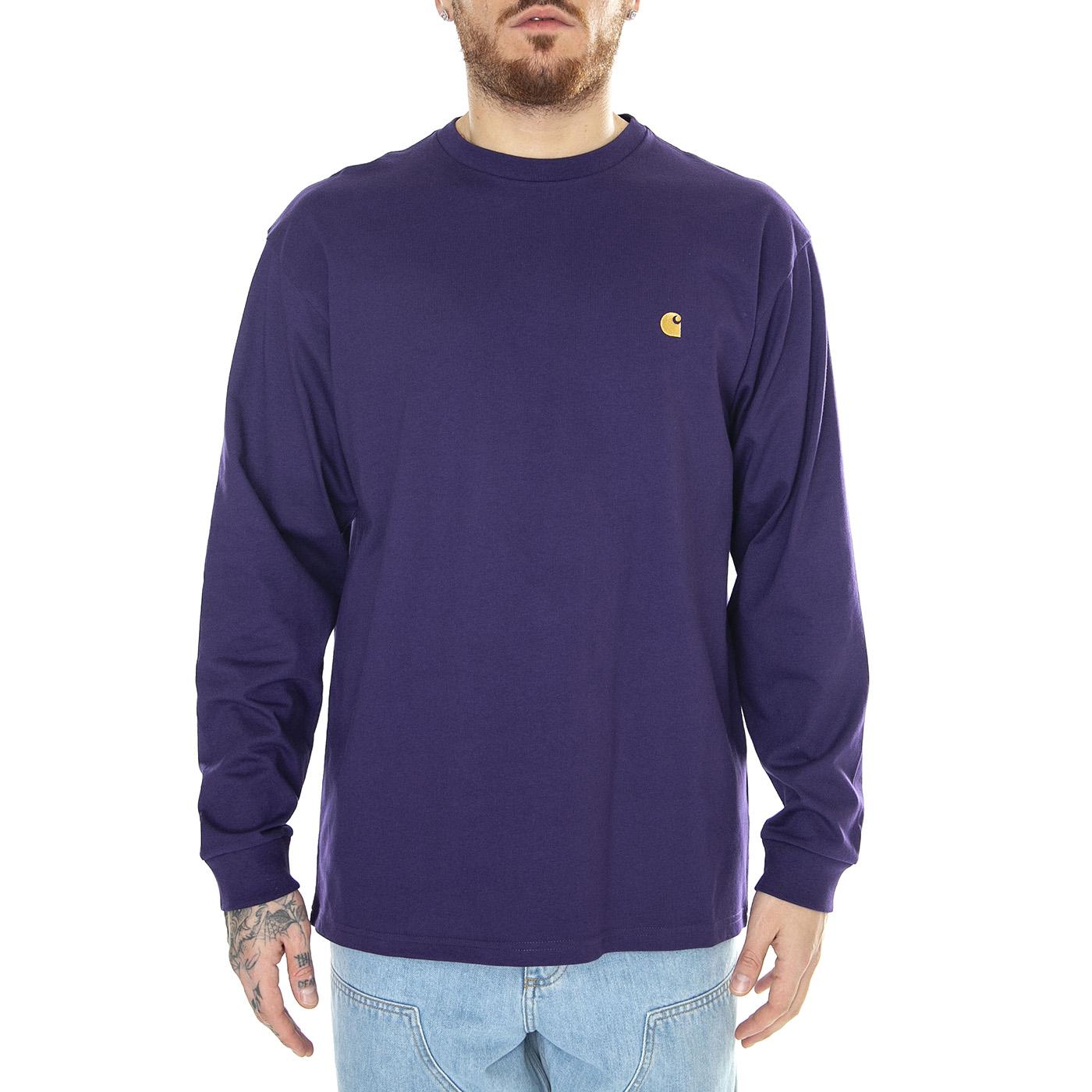 L/S Chase T-Shirt Tyrian / Gold - Maglietta Girocollo Maniche Lunghe Uomo Viola I026392.1YVXX  CARHARTT WIP 
