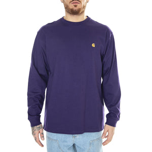 L/S Chase T-Shirt Tyrian / Gold - Maglietta Girocollo Maniche Lunghe Uomo Viola I026392.1YVXX  CARHARTT WIP 
