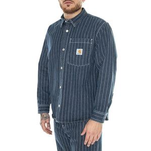 Orlean Shirt Jac Orlean Stripe, Blue / White /stone washed - Camicia Uomo Blu I033009.1XY06  CARHARTT WIP 