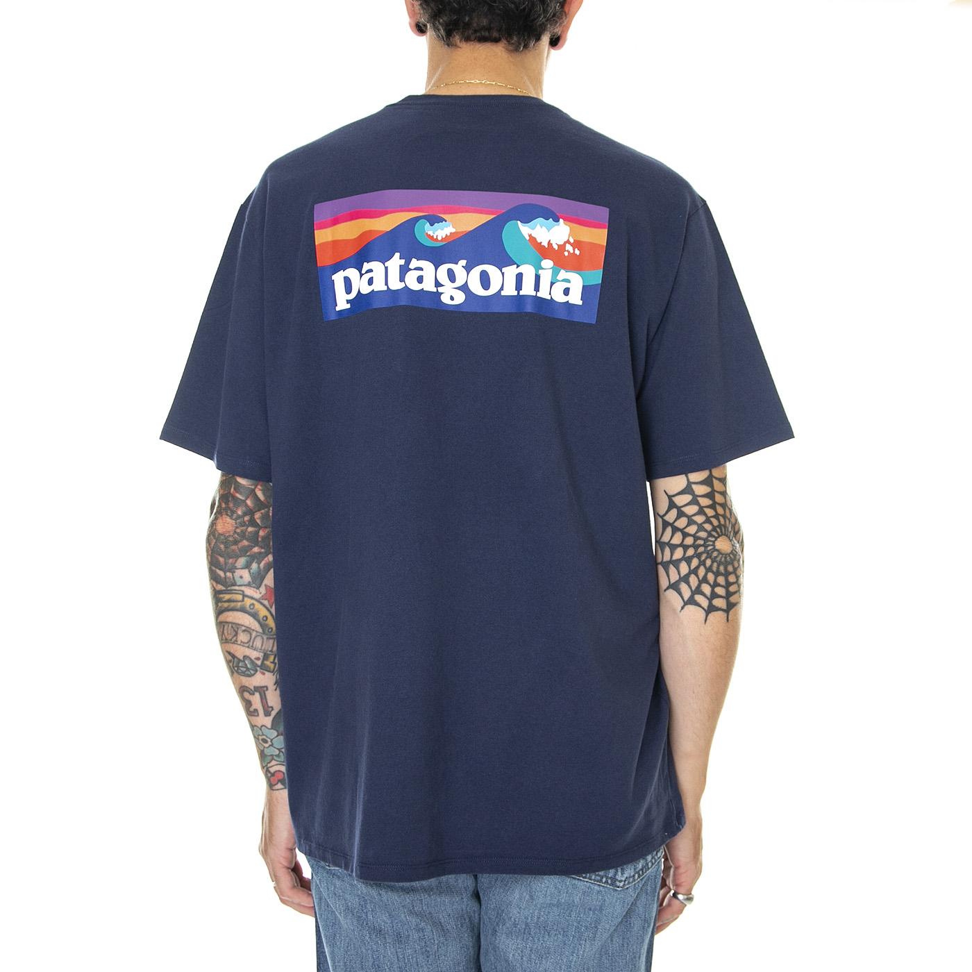 M's Boardshort Logo Pocket Responsibili-Tee Stone Blue - Maglietta Girocollo Uomo Blu 37655-SNBL  PATAGONIA 