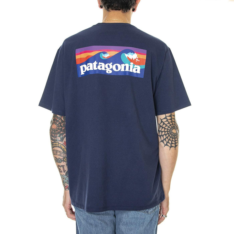 M's Boardshort Logo Pocket Responsibili-Tee Stone Blue - Maglietta Girocollo Uomo Blu 37655-SNBL  PATAGONIA 