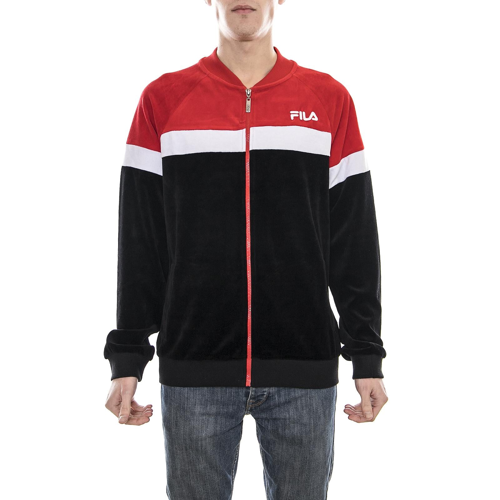 Kevin Velvet Track Jacket bright white-black-high risk red 682186-J02  FILA 