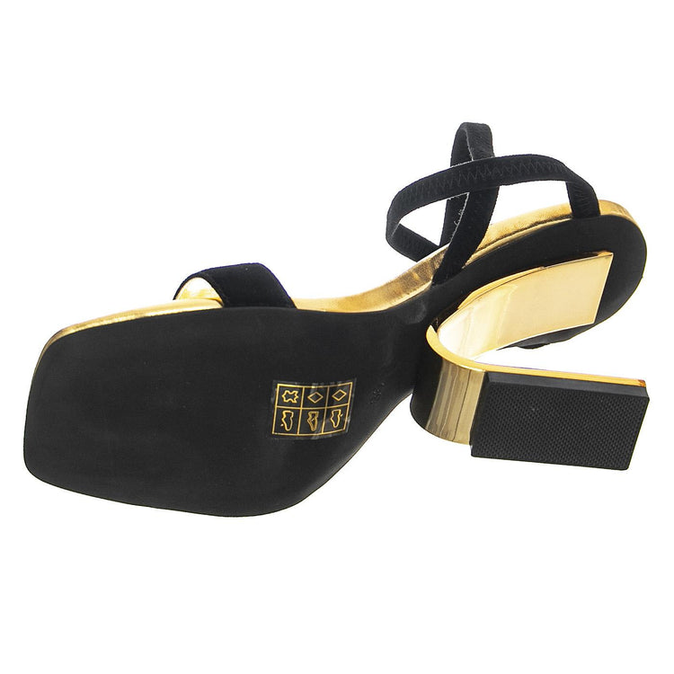 Geometric Black Suede Gold Kid Suede - Sandali Donna Oro JCSR526L-01A-BLA  JEFFREY CAMPBELL 