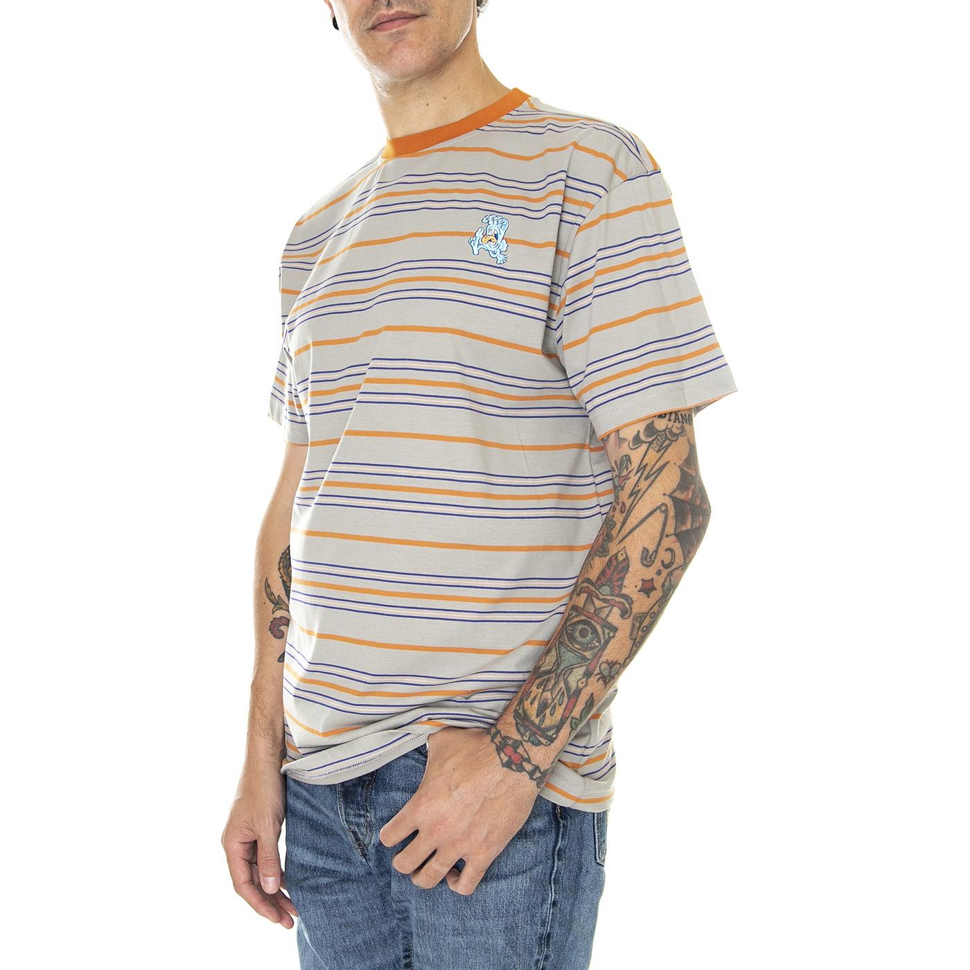 Mini Beach Bum Hand Stripe Tee Nickel Stripe - Maglietta Girocollo Uomo Multicolore SCA-TEE-8283  SANTA CRUZ 