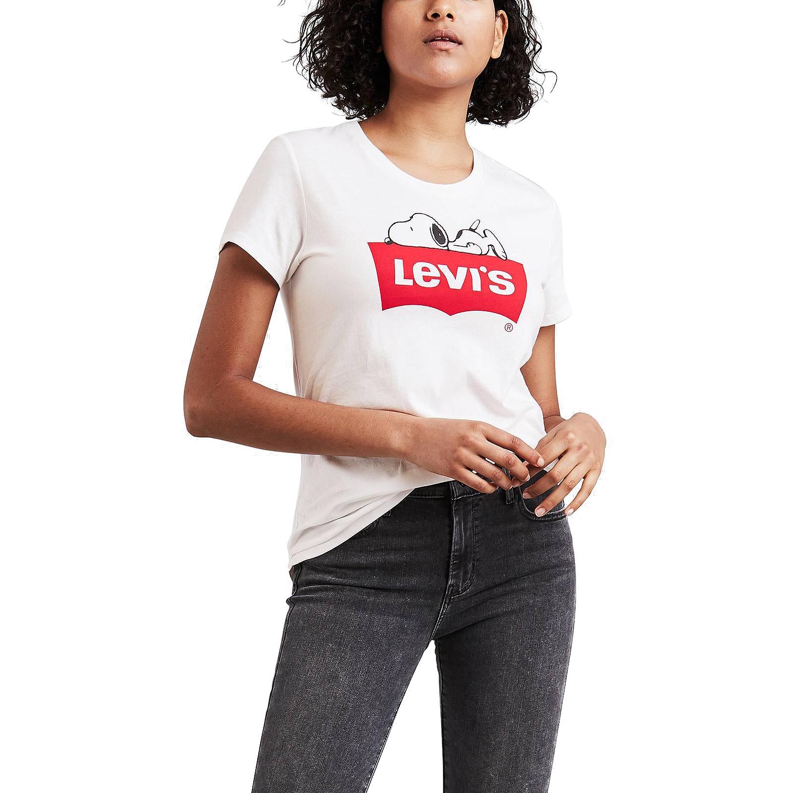 X PEANUTS The Perfect Graphic Tee - Snoopy Cloud Dancer White 17369-0329  LEVIS 