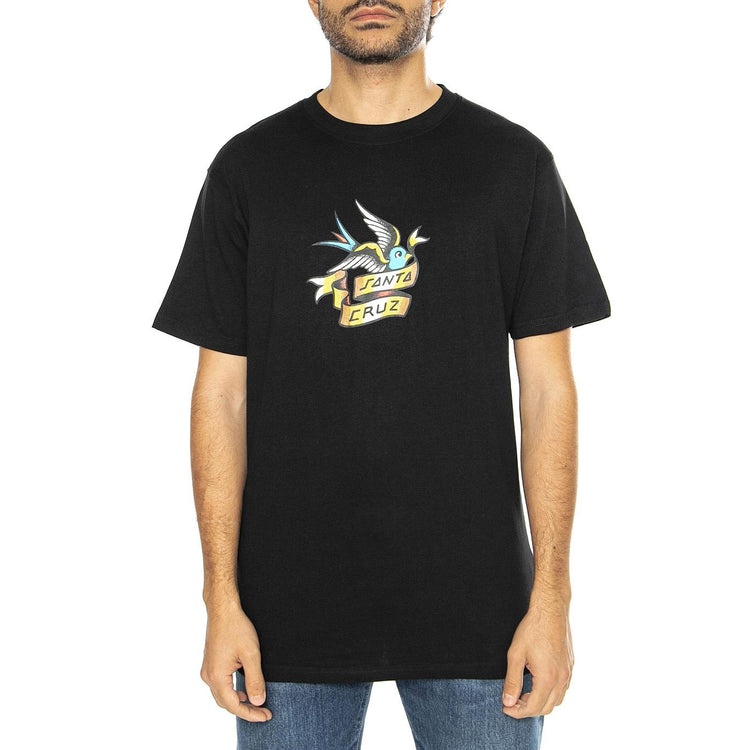 Sommer Sparrow Front  Black - Maglietta Girocollo Uomo Nera SCA-TEE-11470  SANTA CRUZ 