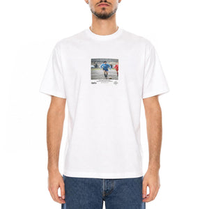 "Partita del Fango" Tee White - Maglietta Maradona Girocollo Uomo Bianca TS1367 T4-02 DOLLY NOIRE 