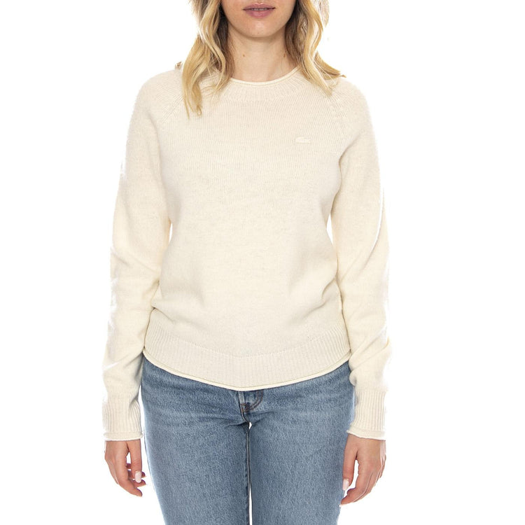 Pullover XJF Lacoste -- Maglione Girocollo Donna Bianco AF4160-XFJ . LACOSTE 