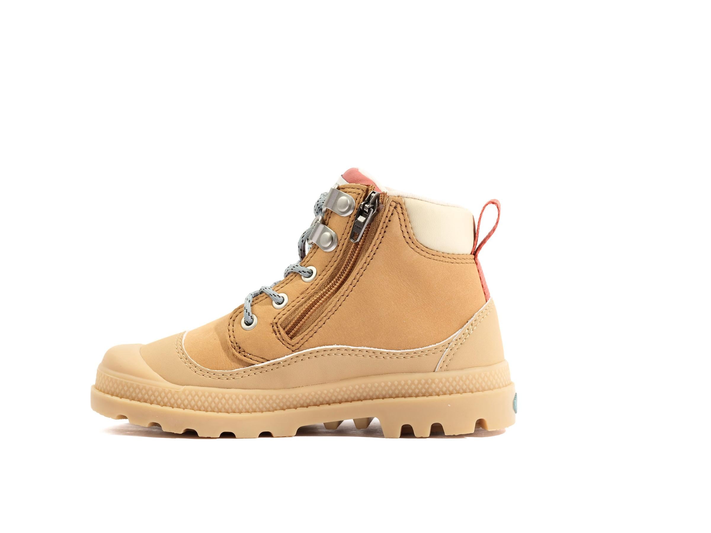 Pampa Hi Cuff Hkr Wp Dear Brown - Scarpe Stringate Profilo Alto Bambini Marroni PAK58891-252-M  PALLADIUM 