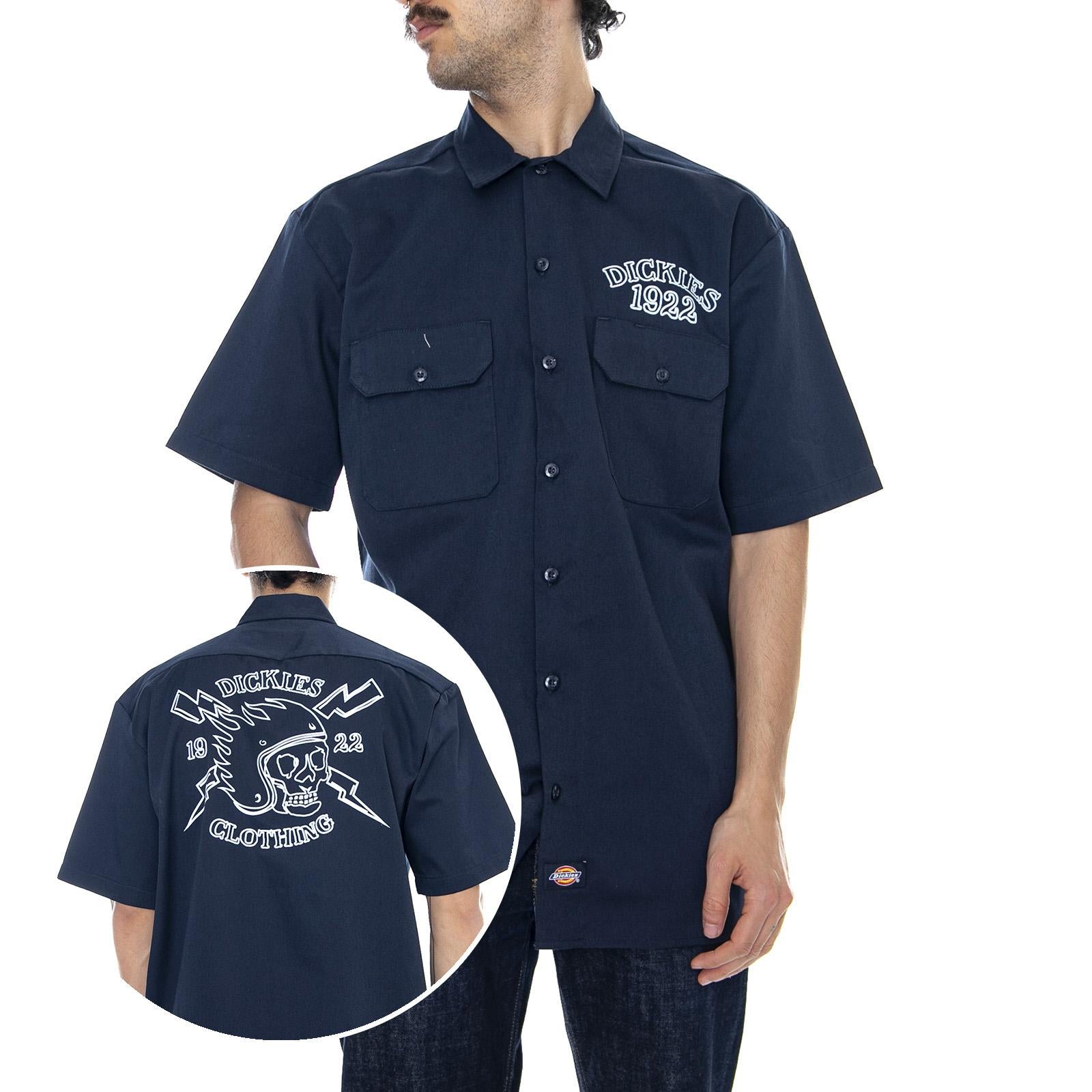 Yolun - Dark Navy Blue - Camicia Maniche Corte Uomo Blu 05 200349-DN . DICKIES 