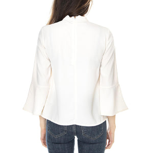 Chiara 3/4 Choker T-Shirt - Pristine White - Maglietta Girocollo Donna Bianca 10191085-Nessuno  VERO MODA 