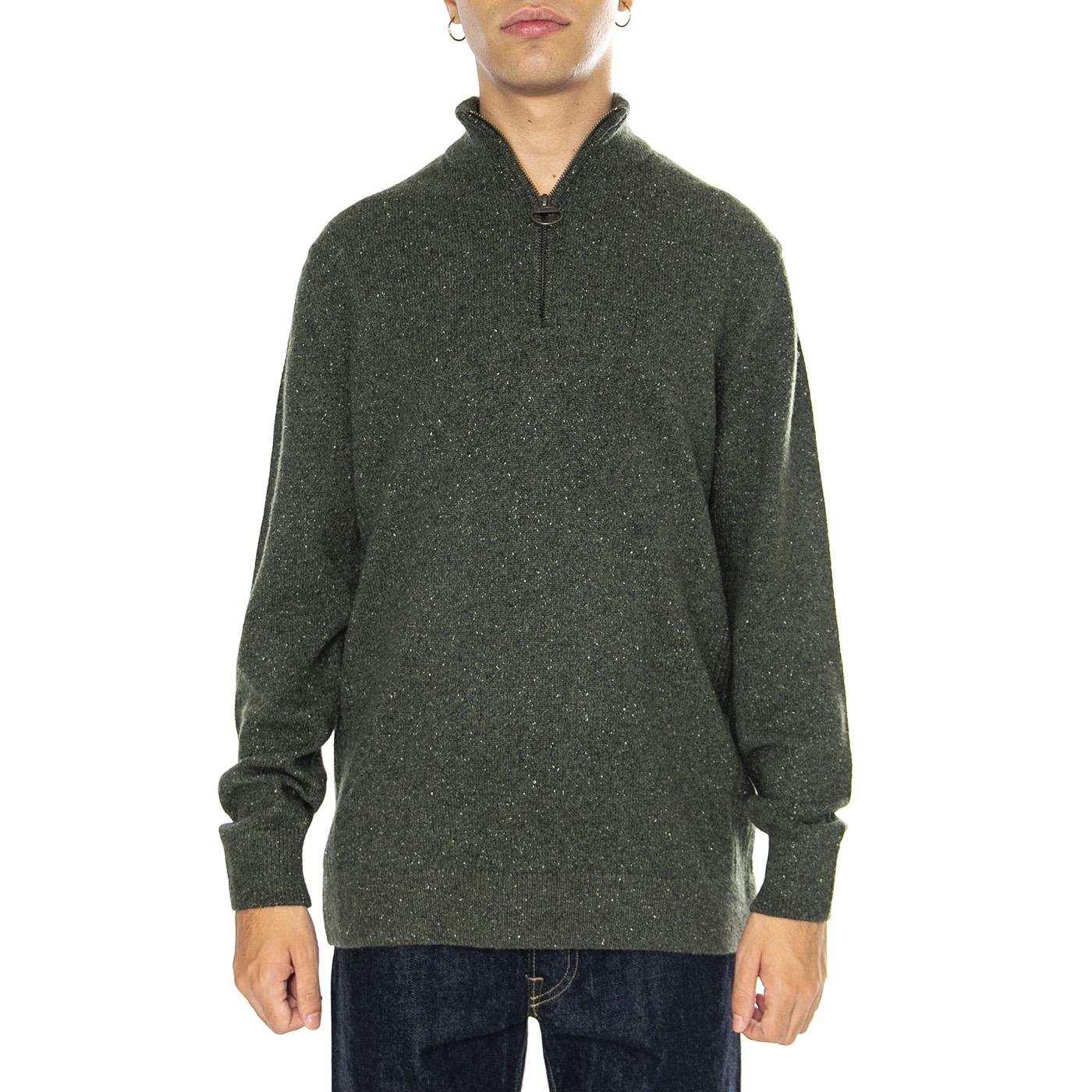 Essential Tisbury Half Zip Dark Seaweed - Maglione Uomo Verde MKN1187-GN79  BARBOUR 