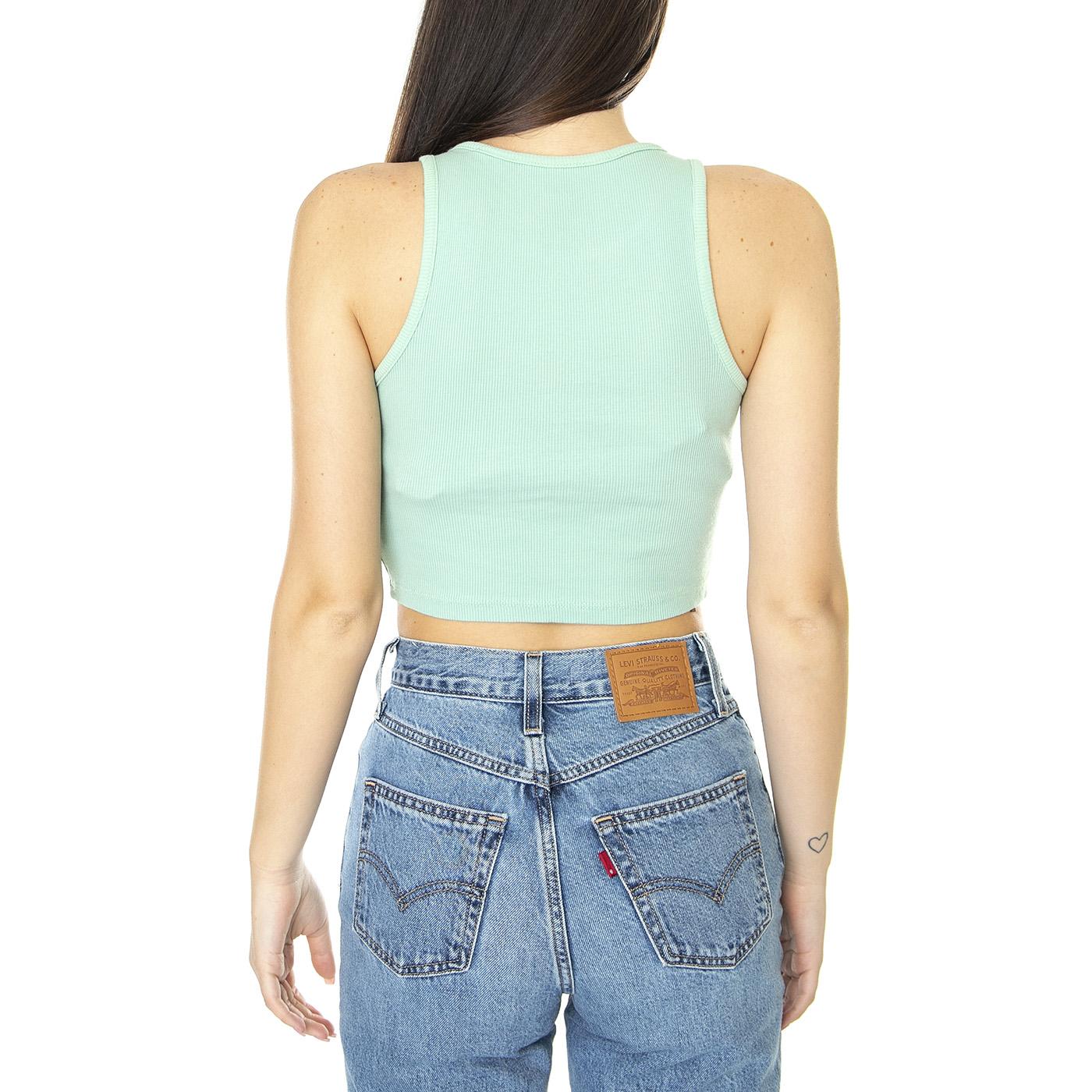 Obey Flaming Butterfly Rib Megan Tank Green Fig - Canotta Donna Verde 263732327-GFG  OBEY 