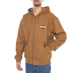 THRASHER x DICKIES Zip Through Brown Duck - Felpa con Cappuccio Uomo Marrone DK0A887J0BD1 . DICKIES 