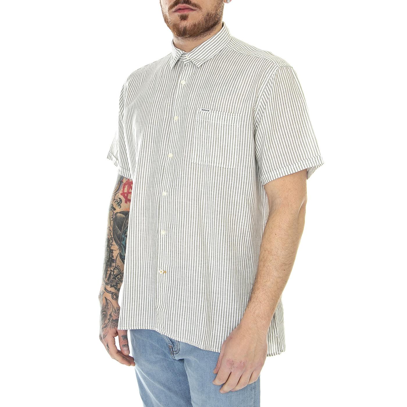 Deerpark Tailored Shirt Olive - Camicia Maniche Corte Uomo Verde / Multicolore MSH5282-OL51-SS23  BARBOUR 