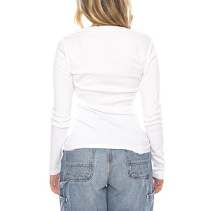 Essential HM LS Tee White + Neutral -- Maglietta Girocollo Donna Bianca 000KL-0000 . LEVIS 