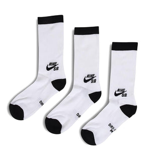 NIKE SB 3PPK CREW SOCK WHITE/BLACK SX5865-101  NIKE 
