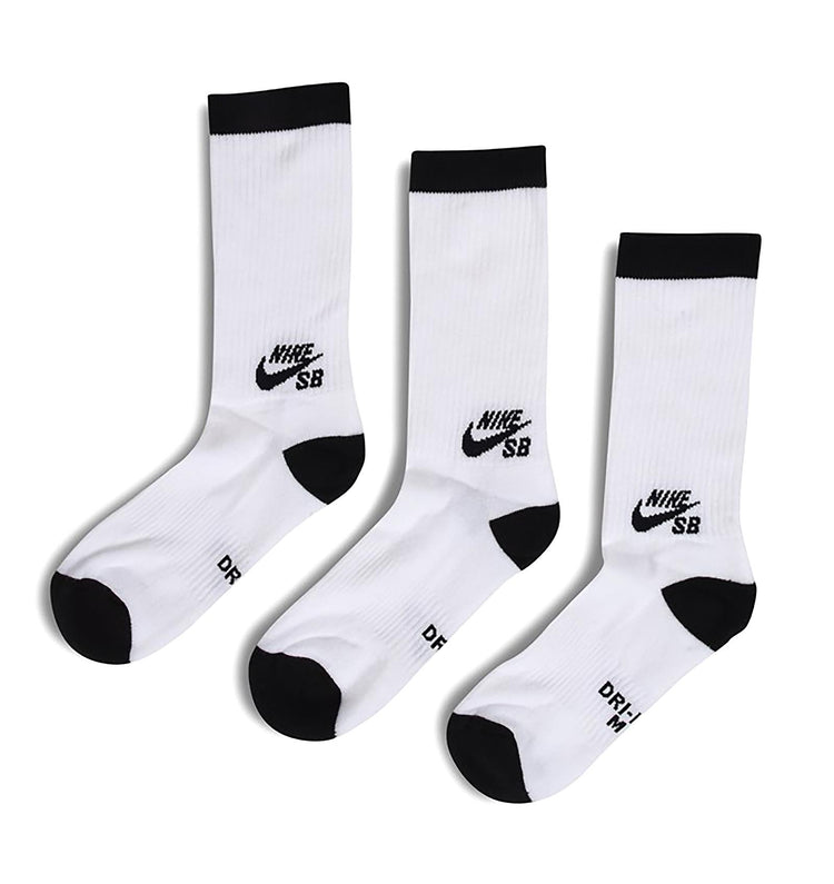 NIKE SB 3PPK CREW SOCK WHITE/BLACK SX5865-101  NIKE 