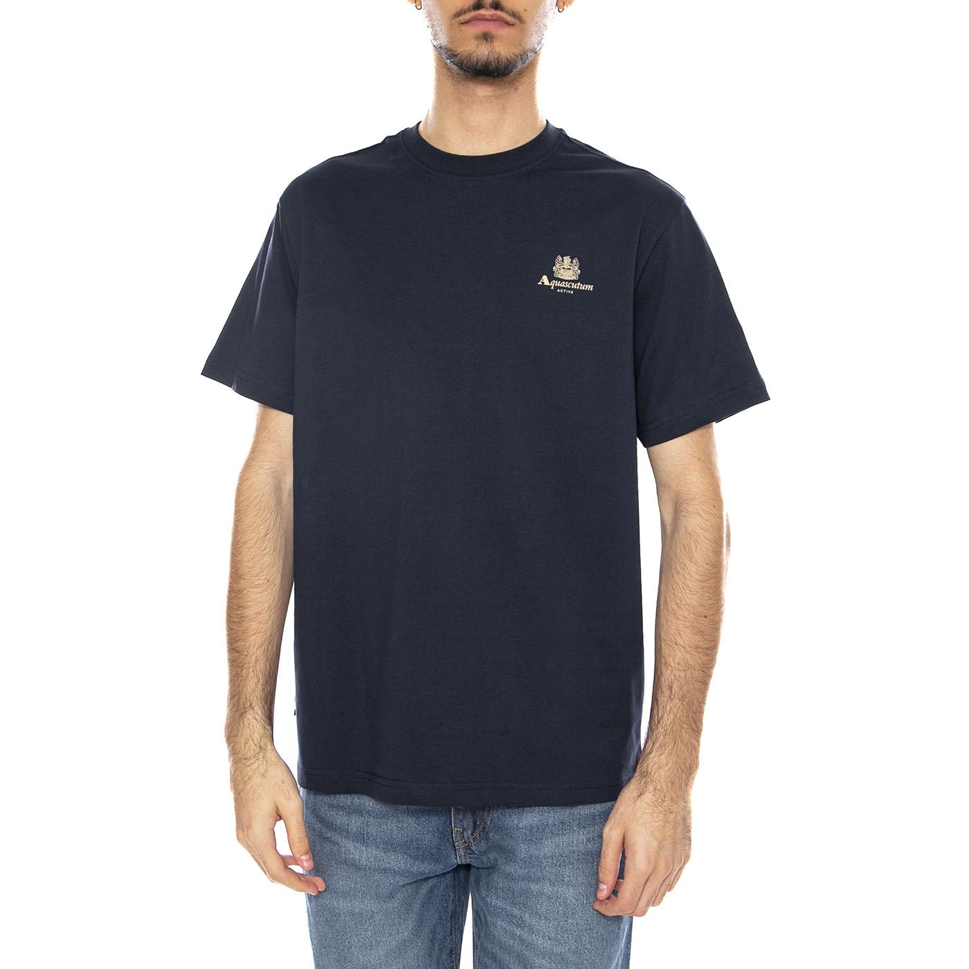 Small Logo T-Shirt -- Maglietta Girocollo Uomo Navy AA_ICON_TS006_11 . AQUASCUTUM 