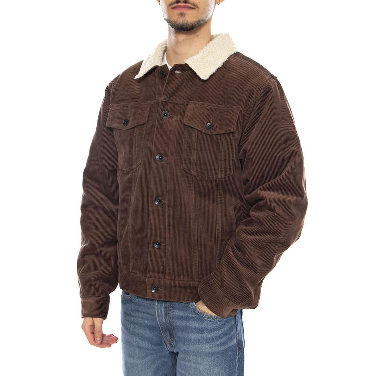 Cable Lined Trucker JKT Pinecone Brown -- Giacca Trucker Uomo Marrone 03444 PNCBN BRIXTON 