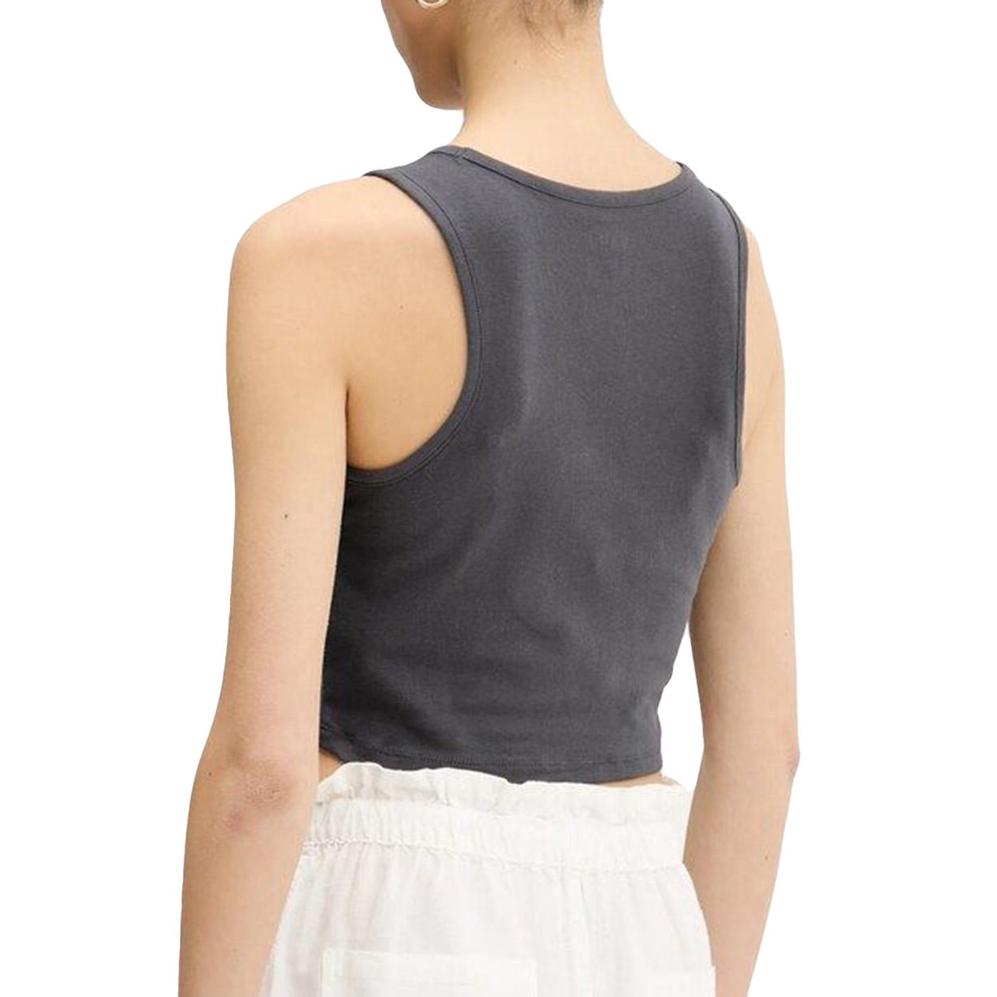 BLUR FITTED CROP TANK ASPHALT - Canotta Cropped Donna Grigia VN000MBX1O71 . VANS 