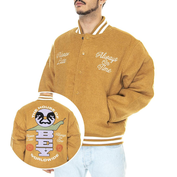 Time Varsity Jacket Brown Sugar - Giacca Invernale Uomo Marrone 121800520-BRS  OBEY 