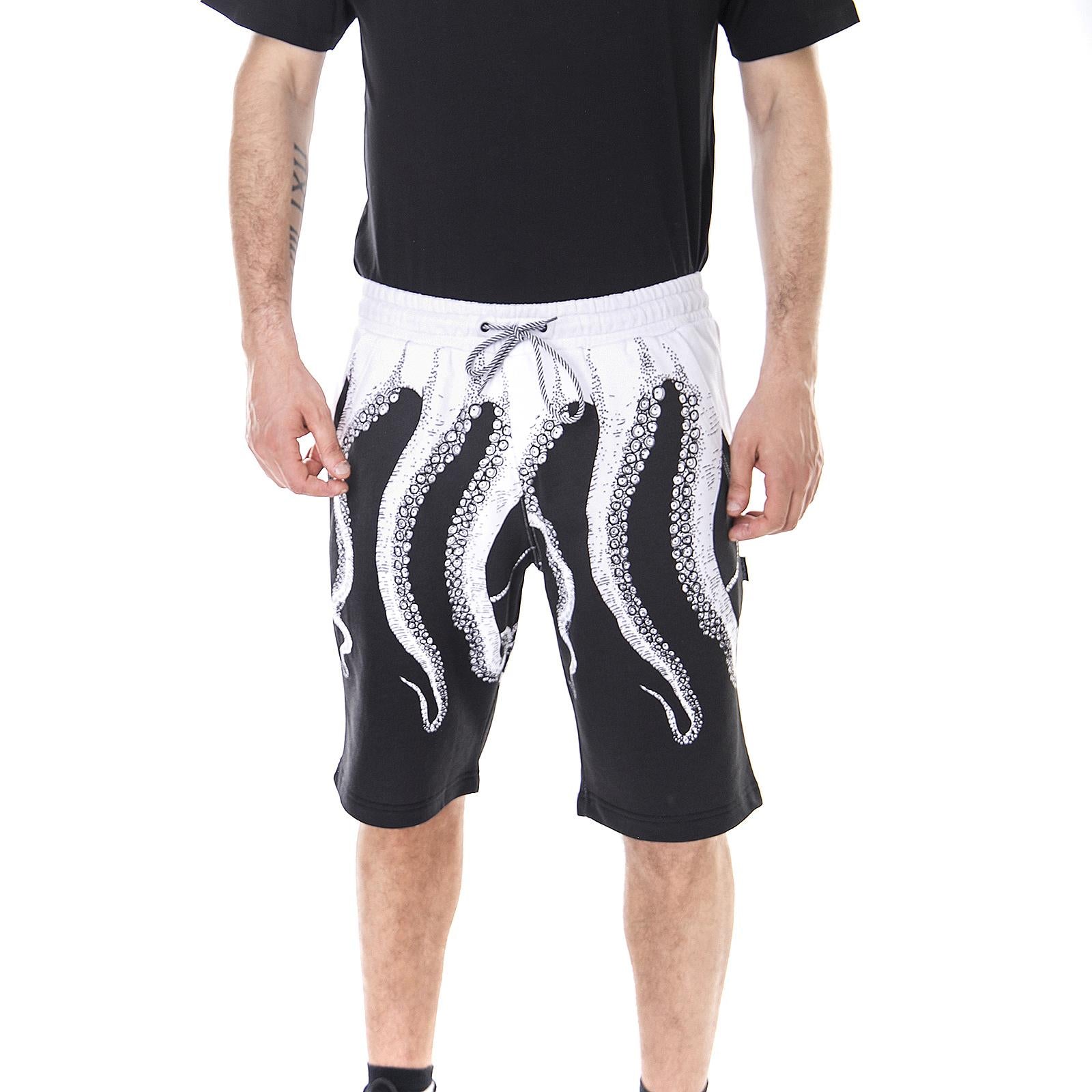 BLACK OCTOPUS SWEATSHORTS ORIGINAL Screen Printed Sweatshorts WHITE 18SOSS01  OCTOPUS 