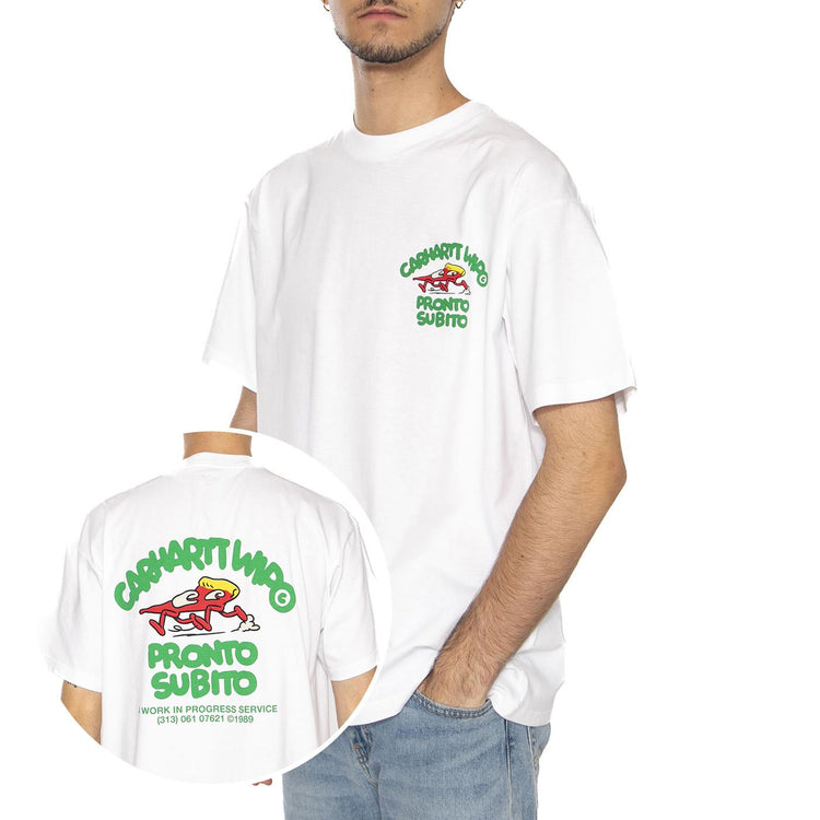 S/S Pronto T-Shirt White - Maglietta Girocollo Uomo Bianca I035195.02XX  CARHARTT WIP 