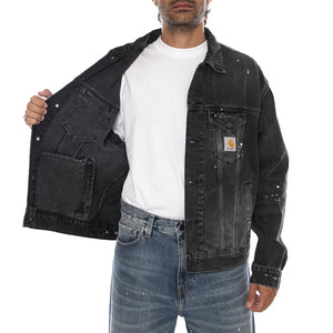 HELSTON JACKET BLACK - Giacca Denim Jeans Uomo Nera I033352 89EJ CARHARTT WIP 