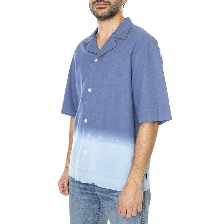 M' Clean II Shirt SS Blue - Camicia Maniche Corte Uomo Blu / Multicolore I031886.01.6D.  EDWIN 