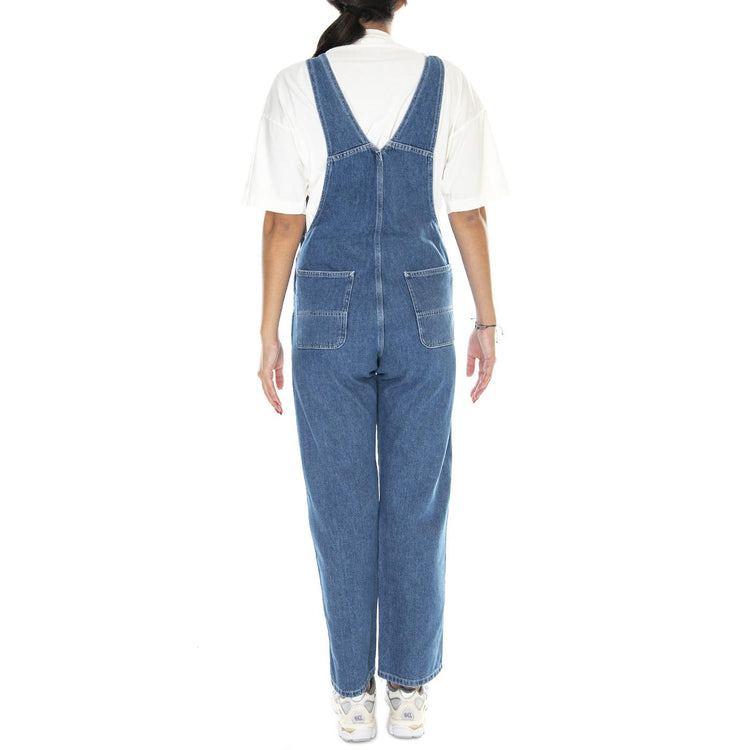 W' Bib Overall Straight Blue /stone washed - Saolpette Denim Jeans Donna Blu I031250.0106  CARHARTT WIP 