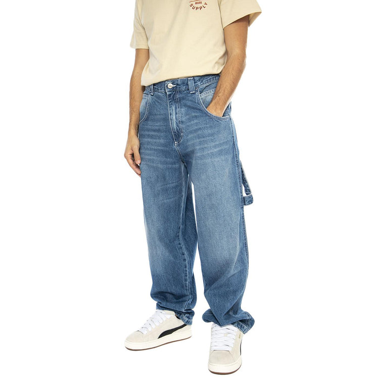 R-Bianco Alonato Used White - Pantaloni Denim Jeans Uomo Blu DENIMBLUE-660  BLUESKIN 