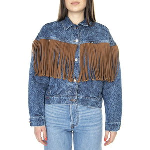 Cowboy Fringe Jacket Acid Stone Blue - Giacca Estiva Donna Blu W4FA96M2  WRANGLER 