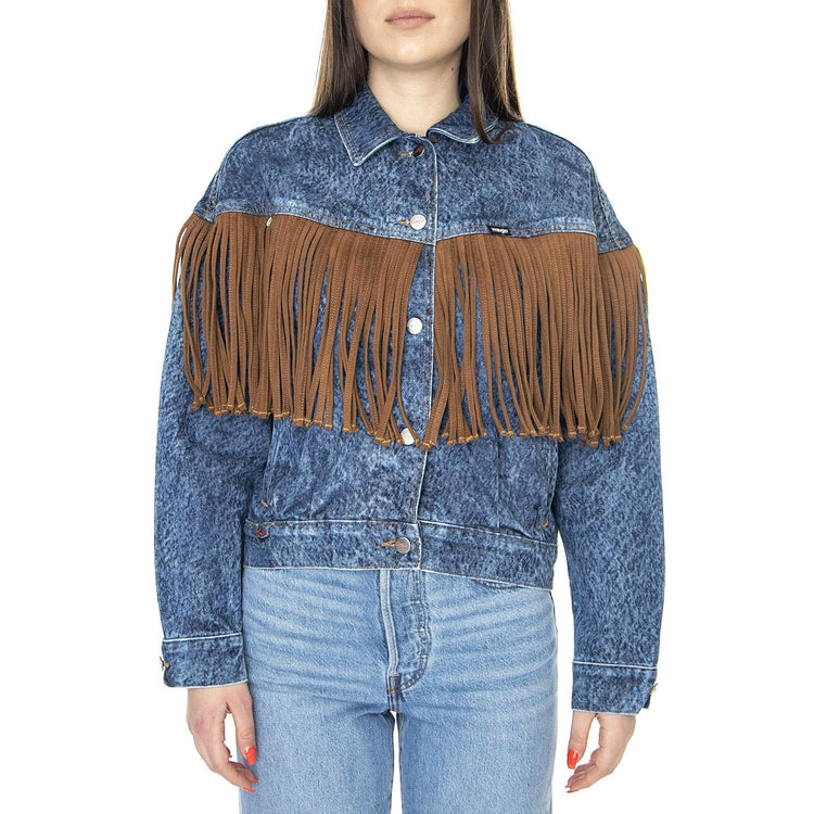 Cowboy Fringe Jacket Acid Stone Blue - Giacca Estiva Donna Blu W4FA96M2  WRANGLER 