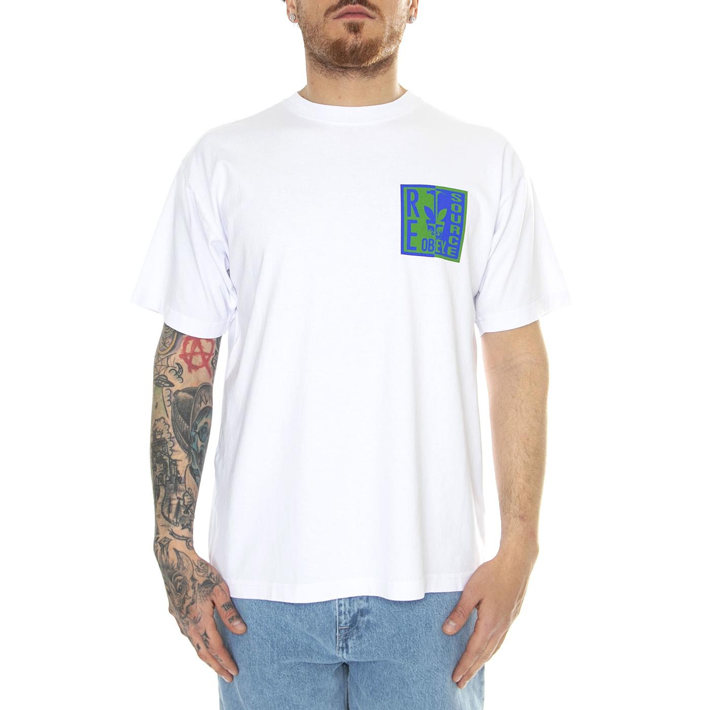 Obey Re-Source Heavyweight Classic Box Tee White - Maglietta Girocollo Uomo Bianca 166913736-WHT  OBEY 