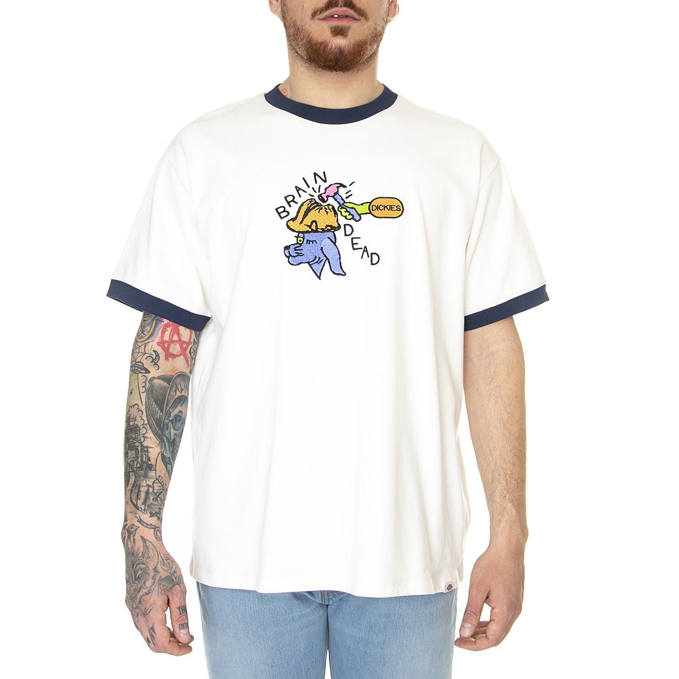 BD X DICKIES Emroidered Ringer Tee Whisper White - Maglietta Girocollo Uomo Bianca DK0A4YCYE921  DICKIES 
