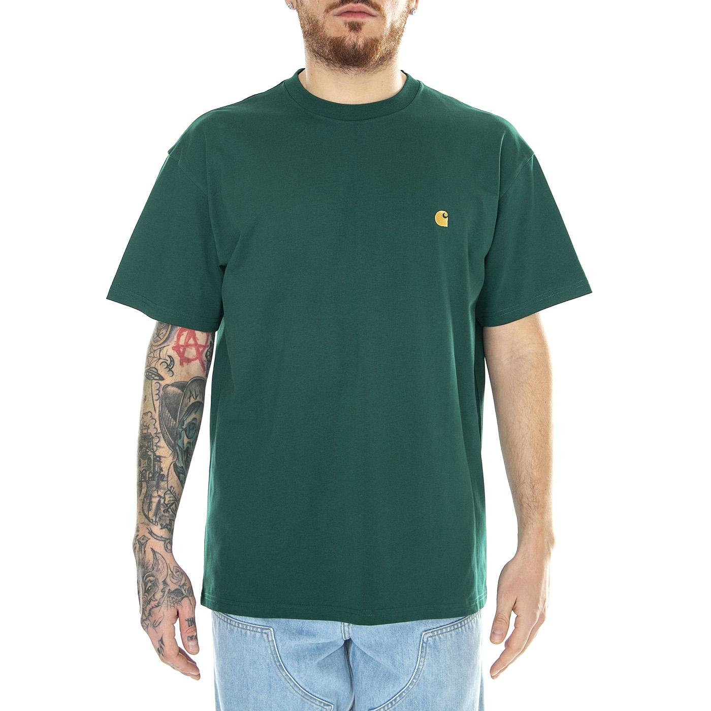 S/S Chase T-Shirt Chervil / Gold - Maglietta Girocollo Uomo Verde I026391.1YWXX  CARHARTT WIP 