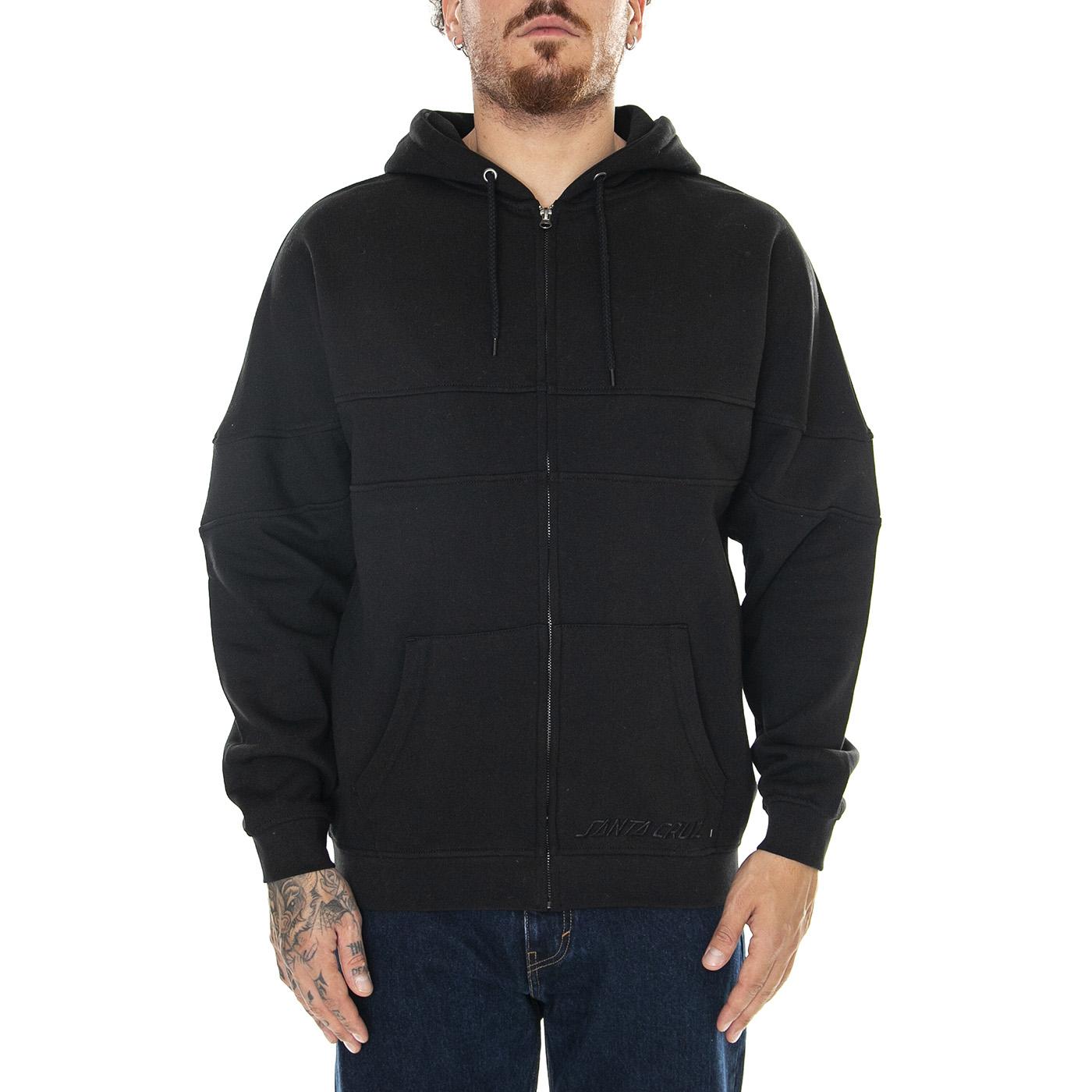 M' Tonal Strip Panel Zip Hood Black - Felpa con Cappuccio Uomo Nera Tonal Strip Panel Zip Hood Black  SANTA CRUZ 