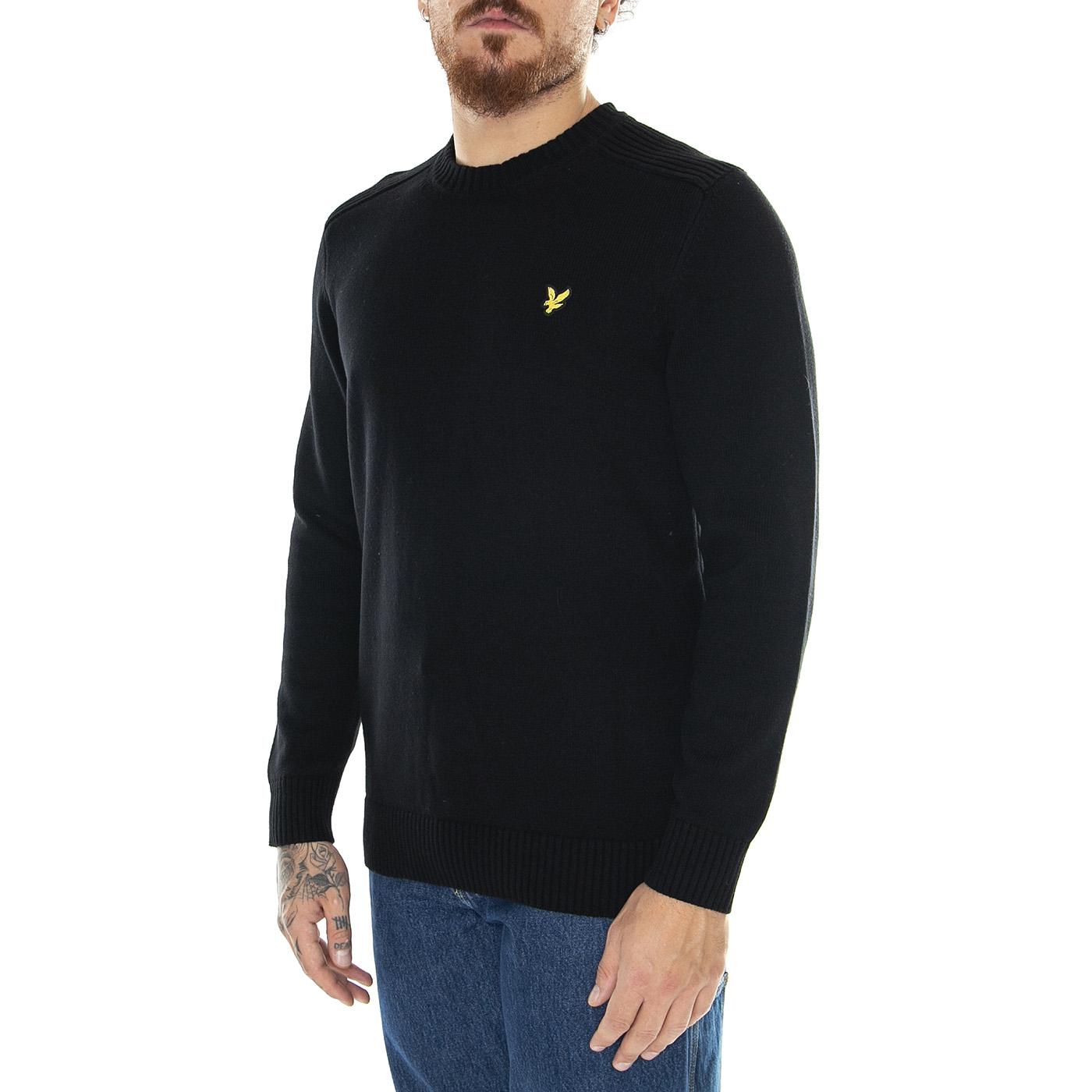 Shoulder Detail Crew Neck Jump Jet Black - Maglione Uomo Nero KN1925V-Z865  LYLE & SCOTT 